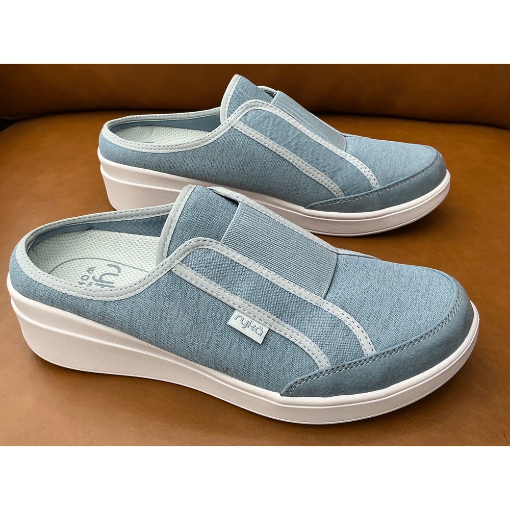 Ryka Lounge Slip On Mules Womens 7M Blue Comfort Platform Sneakers
